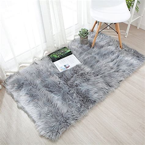 Buy OJIA Deluxe Soft Fuzzy Fur Rugs Faux Sheepskin Shaggy Area Rugs ...