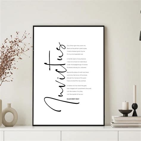 Buy Invictus Poem Inspirational Poems Wall Art Invictus William Ernest ...