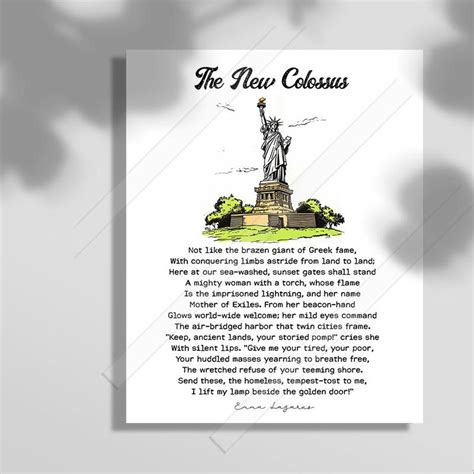 The New Colossus Print: Emma Lazarus Poem, Statue of Liberty Art - Etsy