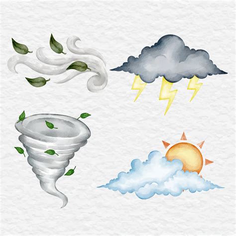 watercolor weather element clip art collection set 18779091 Vector Art ...
