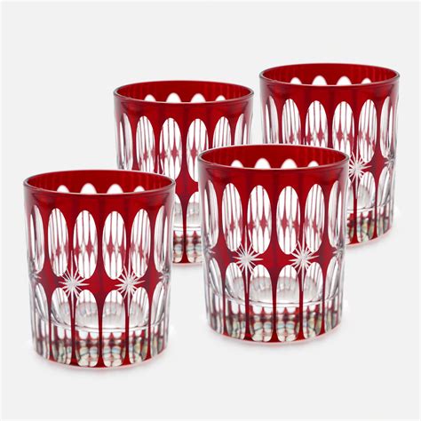 Shop Set of 4 Red Star Cut Drinking Glasses - at Best Price Online in India