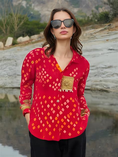 Red Bandhani Shirt – banjaratrail