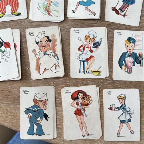 Vintage Old Maid Playing Cards Two Sets with Characters Parker Brothers ...
