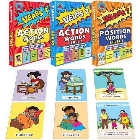 Buy Brainy Bug Resources 90 Jumbo Flashcards | 60 Action Words and 30 ...