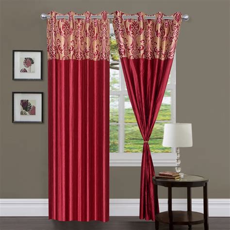 Buy Brabuon 2 Piece Polyester Eyelet Long door Curtain - 9ft, Maroon ...