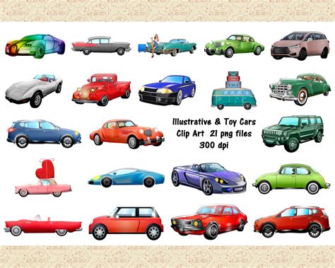 Cars Clip Art Illustrative Automobiles Toy Car Clip Art - Etsy