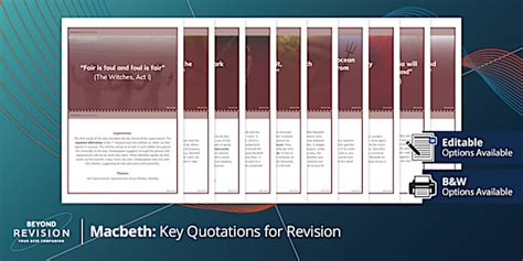 Macbeth: Key Quotations for Revision (teacher made) - Twinkl