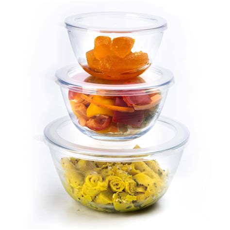 Buy AGARO Borosilicate Glass Mixing Bowl with Lid, 3 Pcs Set (500ml ...