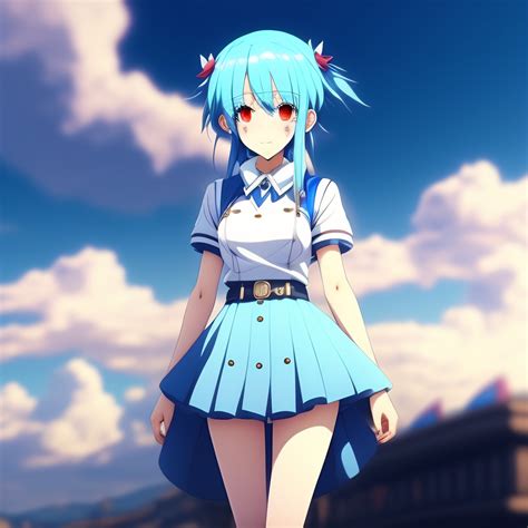 Lexica - Girl with blue hair white dress short skirt anime