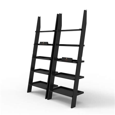 Buy Leaning Bookcase Ladder and Room Organizer Engineered Wood Wall ...