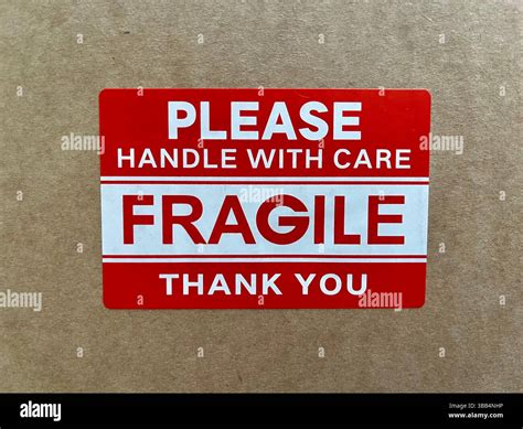 Handle with care, fragile label Stock Photo - Alamy
