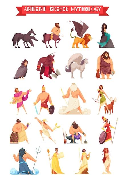 Héros des dieux grecs et créatures mythiques dessin animé sertie d ...