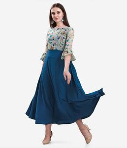 Jash Creation Women Maxi Blue Full Length Dress - Buy Jash Creation ...