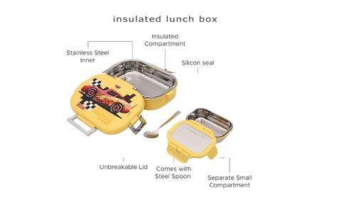 Buy JAYPEE Stainless Steel Insulated Lunch Box Missteel Yellow, 500 ml ...