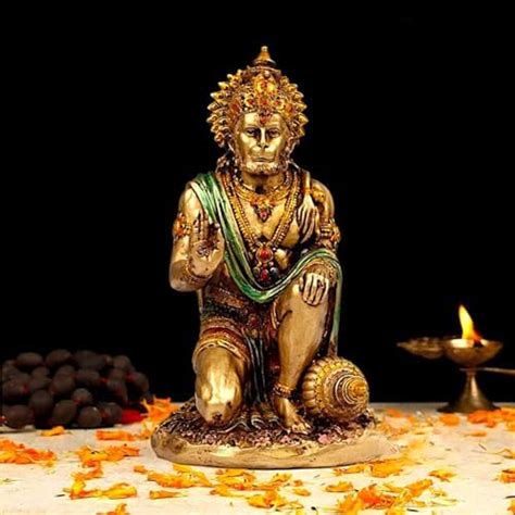 Buy INDICAST 7" Hanuman Statue Sitting Metal Finish Idol Decorative ...