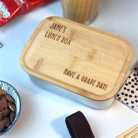 Custom Lunch Box, Wooden Lid Lunch Box, Name Lunch Box, Engraved Lunch ...