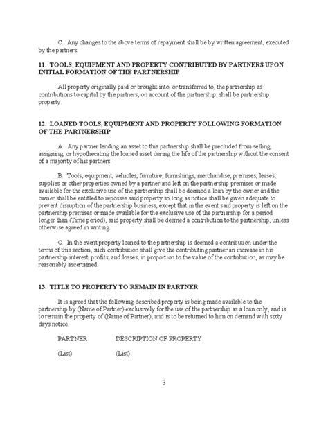 Partnership Agreement Form Sample 的图像结果