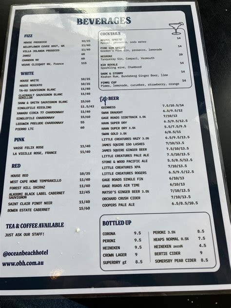OCEAN BEACH HOTEL, Cottesloe - Menu, Prices & Restaurant Reviews ...
