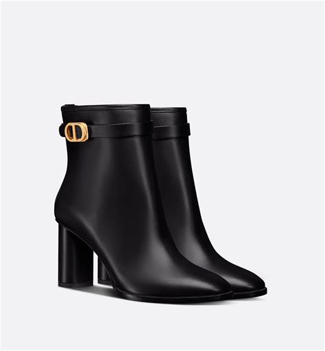 Dior Empreinte Heeled Ankle Boot Black Leather | Dior boots, Fashion ...