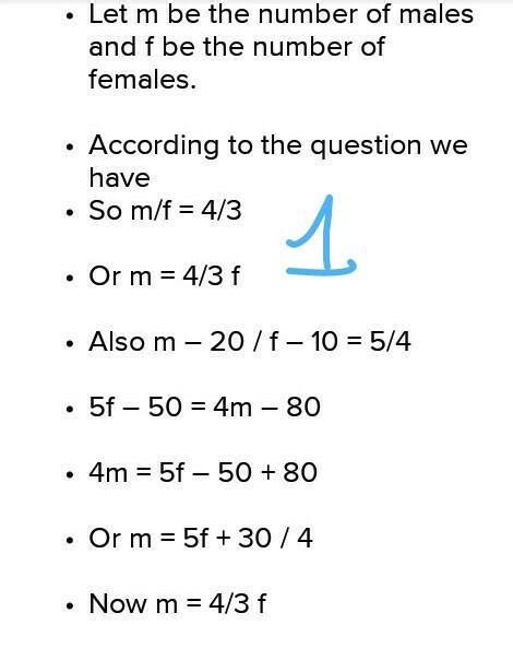 In a housing complex the ratio of a number of males to that of the ...