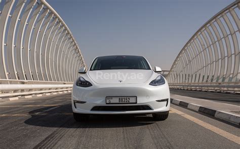 Rent a White Tesla Model Y Long Range, 2022 ID-04942, in Dubai - Renty.ae