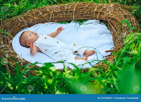 Newborn Baby in Crib. Newborn Girl or Boy. Health Care for Little Baby ...