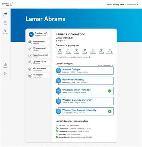 Image result for Common App Main Screen