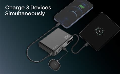 pTron Dynamo Sprint 20000mAh Power Bank w/Built-in Charging Cable, 35W ...