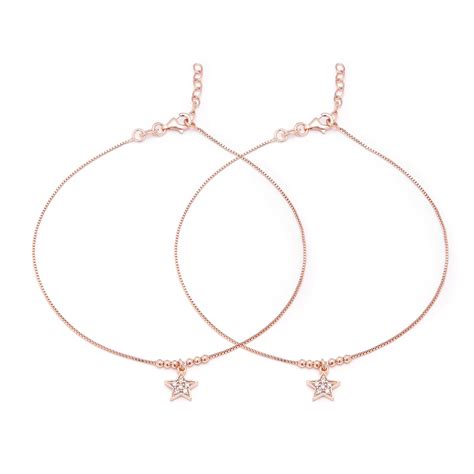 ZAVYA 925 Sterling Silver Cubic Zirconia CZ Designer Star Rose Gold ...