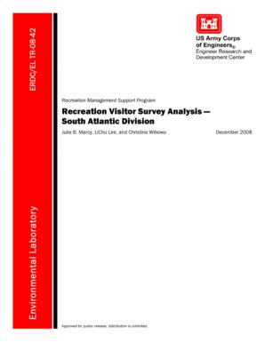Fillable Online el erdc usace army ERDC/EL TR-08-42, Recreation Visitor ...