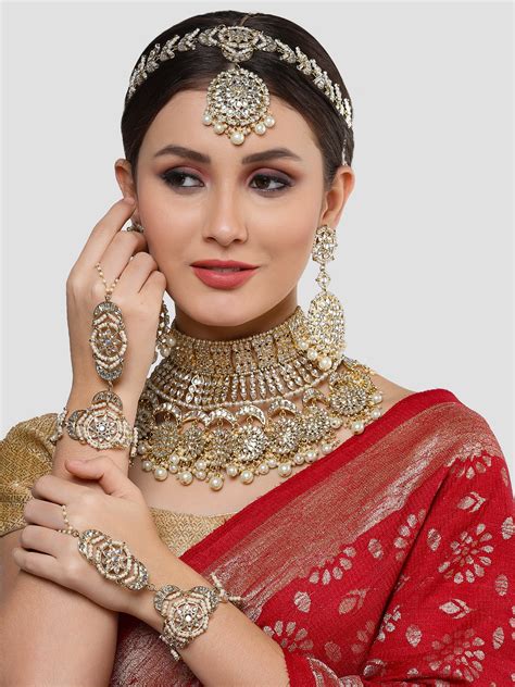 KARATCART Gold Plated Kundan Bridal Gold Jewellery Set for Women