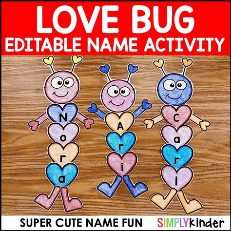 Love Bug Editable Name Craft for Valentine's Day - Etsy