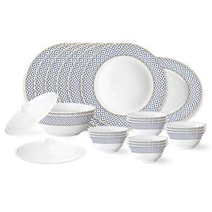 Larah by Borosil Juliet Fluted Series Opalware Dinner Set | 23 Pieces ...