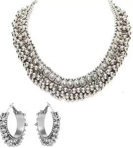 jewelina Alloy Silver Silver Jewellery Set Price in India - Buy ...