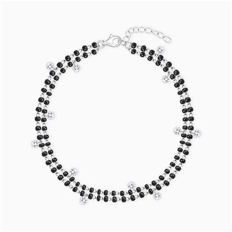 Silver Evil Eye Beaded Anklet – GIVA