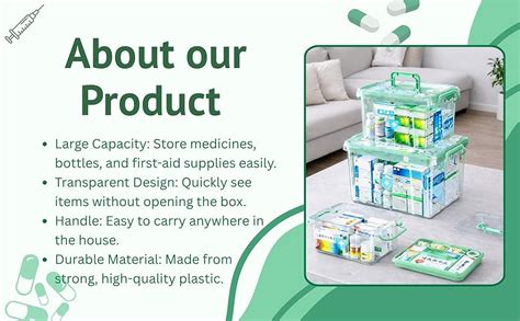 KREPS Clear Plastic Medicine Storage Box Organizer, Family Emergency ...