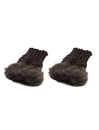 Alcoa PrimeWoman Warm Fax Fur Decor Knitted Typing Fingerless Gloves ...