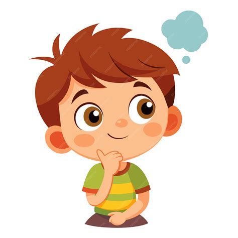 A cartoon of a boy with a shirt that says quot i think quot | Premium ...
