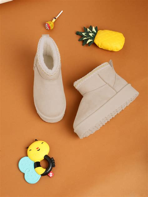 Beige Suede UGG Stylish Ankle Boots For Kids-Unisex (TC-RS3686-BEIG ...