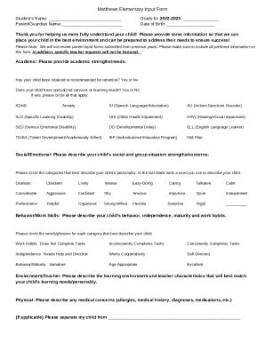 22-23 Parent Input Doc Template | pdfFiller
