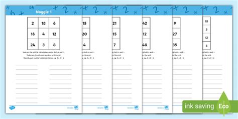 'Noggle' Multiplication and Division Worksheets