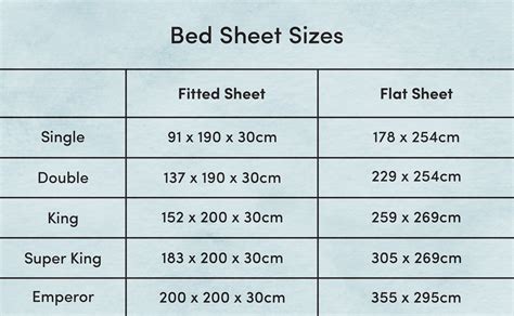 King Size Bed Sheet Sizes In Cm - Free Printable Download