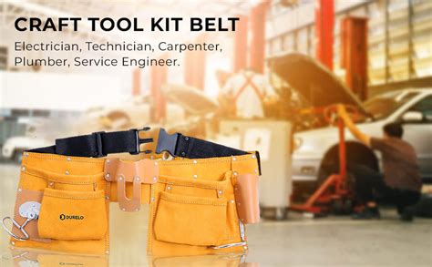 DURELO LTA-10 10 Pocket Leather Tool Apron with Hammer and Tape Storage ...