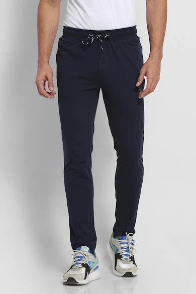 Buy Men Blue Solid Casual Track Pants Online - 619552 | Van Heusen