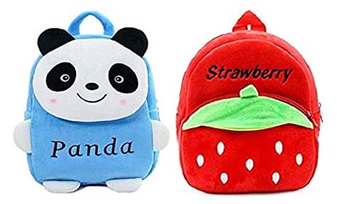 Fun Twist School Bag Blue Panda with Strawberry Bag Combo - Soft Bag ...