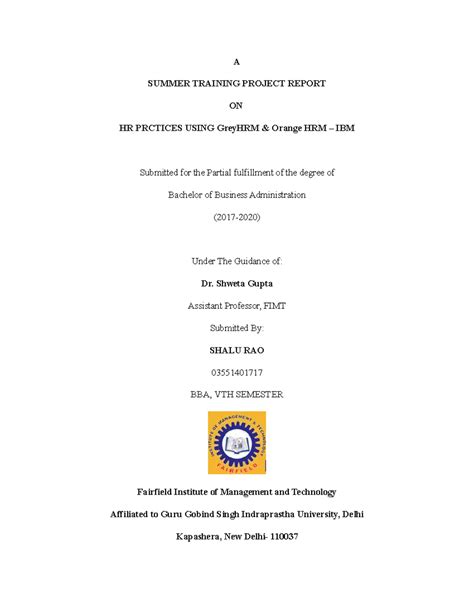 BBA(G) 5th Sem Project Report on HR Practices in IBM - STR 1234 - Studocu