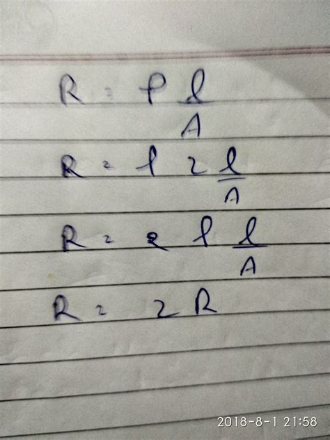 a wire of resistance R and resistivity p is stretched by double its ...