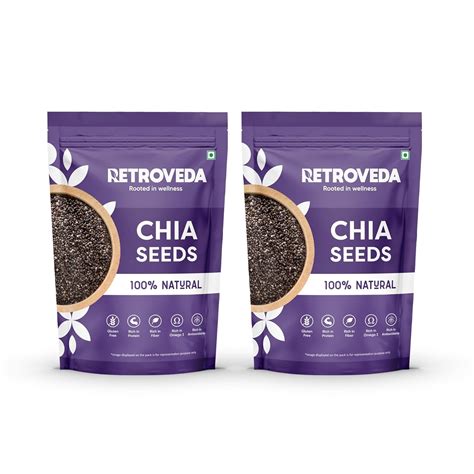 Retroveda Chia Seeds 1kg- 500g [Buy 1 Get 1 Free ] Raw Seeds for Eating ...