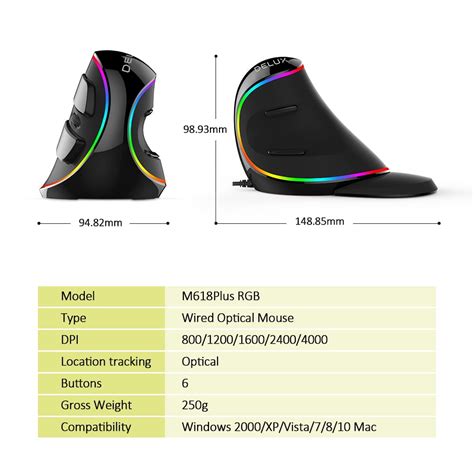 Buy DELUX M618PLUS RGB Wired Ergonomic Vertical Mouse, Large Computer ...