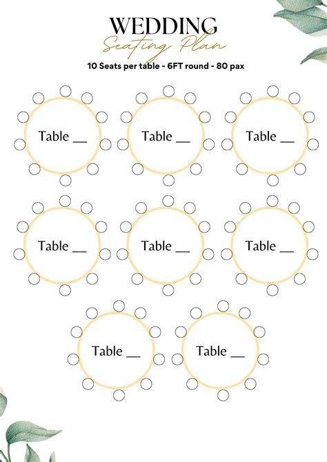 Round Table Seating Chart Template